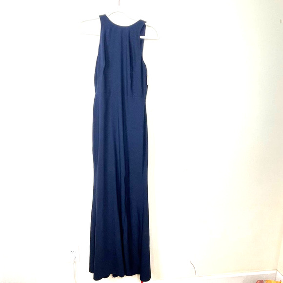 Dessy Collection Vivian Diamond Blue Midnight Bow-Back Trumpet Gown NWT Size 2 R - Picture 2 of 9